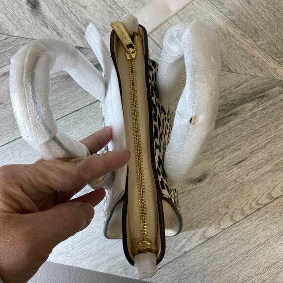 Michael Kors Lt Cream Multi Cheetah Leather Avril Satchel Crossbody Bag Purse XS - Picture 5 of 10